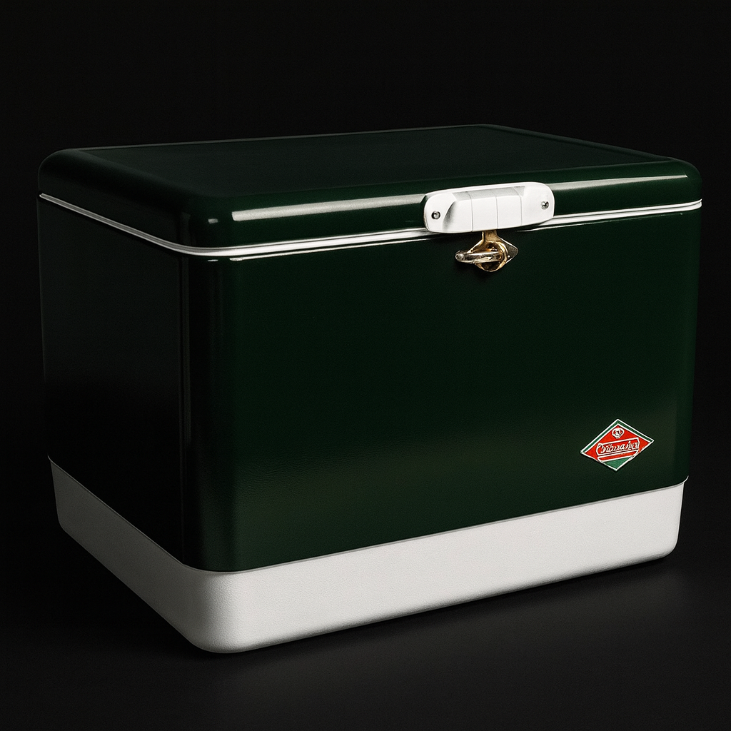 Coleman steel belted cooler in vintage green