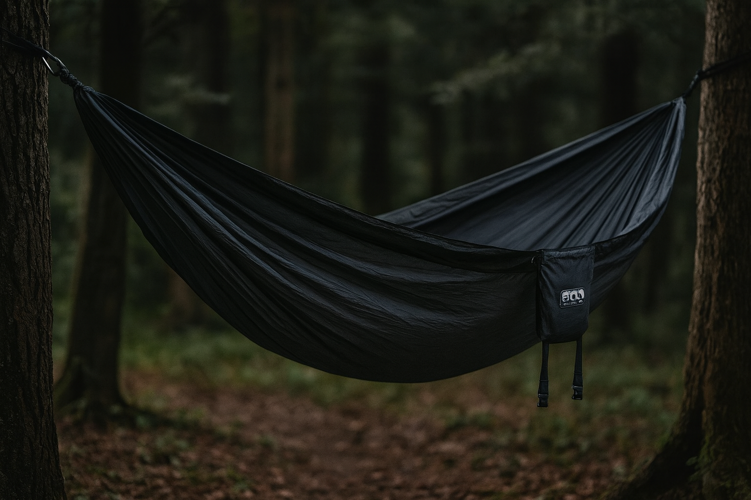 ENO DoubleNest hammock hanging between trees