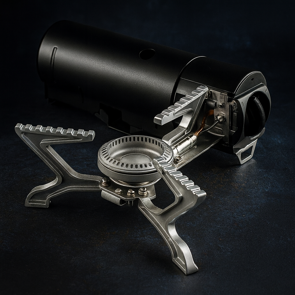 Odoland portable camping stove set on a rock