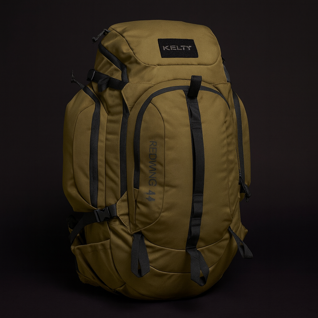 Kelty Redwing 44 backpack front three-quarter view on dark background
