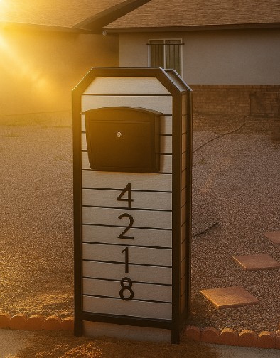 Custom steel mailbox pillar - hero