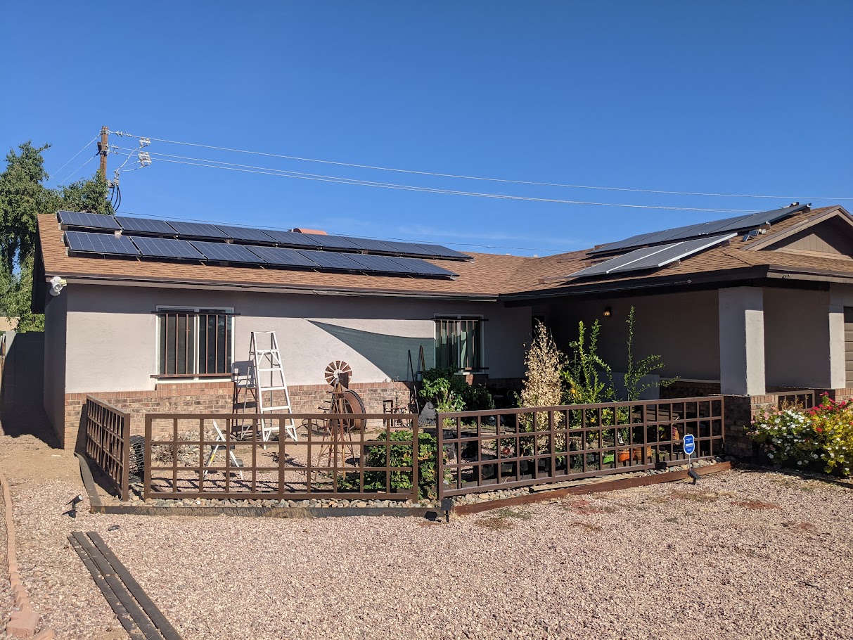 Off-grid residential solar — array and power wall